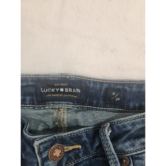 Lucky Brand Jeans Womens 6 / 28R 28 X 26 Blue Lolita Crop Whiskers Preppy Y2K - Picture 6 of 12